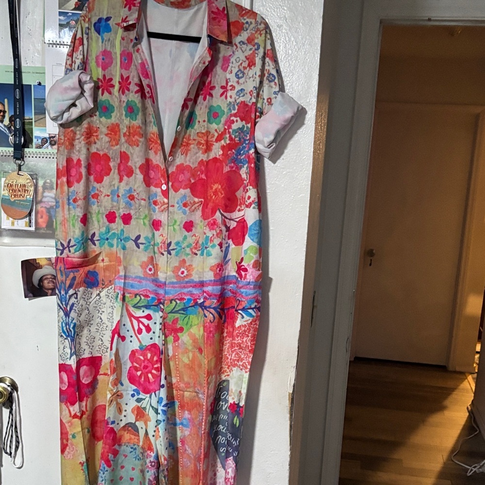 Wide legs baggy Roper Floral Multicolor Maxi Dress-NWT